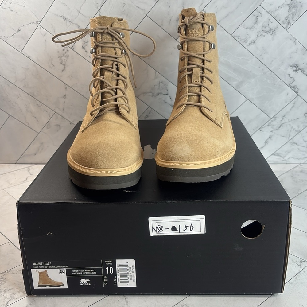 Sorel Hi-Line Tan Suede Waterproof Lace-Up Lightweight Combat Boot. 10. NWT!! - Picture 9 of 9